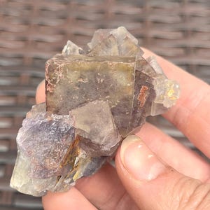 Raw Cubic Fluorite Crystal from Morocco | Blue Fluorite with Color Zoning & Phantoms, Natural Fluorite Mineral Specimen