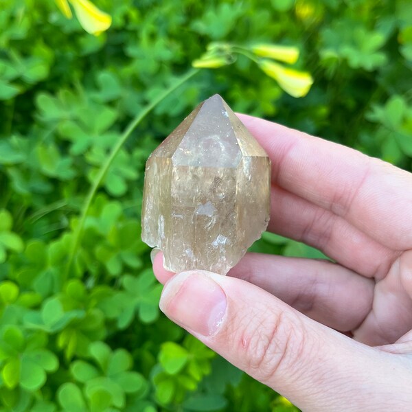 Pale Golden Yellow Raw Kundalini Citrine Crystal | Cascading, Cathedral Quartz, Natural Untreated Citrine Point from Congo