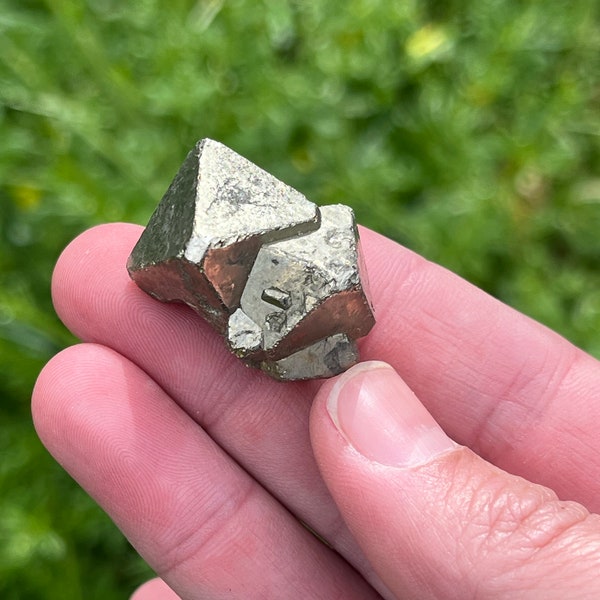 Octahedral Pyrite Crystal Cluster from Huanzala Mine, Peru | Unique Octahedron Shape | Naturally Formed Crystal Pyramids