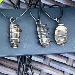 Handmade Zambian Citrine Necklace | Copper Wire Wrapped Natural Citrine Pendant, Untreated Citrine Crystal for Abundance & Energy Healing