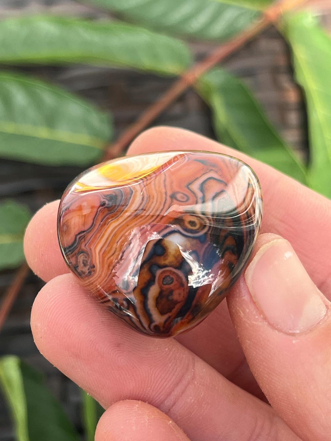 Crazy Lace Agate Palm Stone: Polished Madagascar Worry Stone - Etsy
