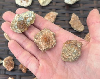 Random Raw Hessonite Garnet Crystal Cluster on Matrix from Pakistan | 3 Size Options