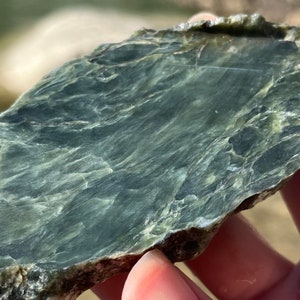 Nephrite Jade from B.C., Canada Rough, Natural Cut Slab, Lapidary Material Smooth Jade Slab for Jewelry Making, Pendants, Cabochons image 8