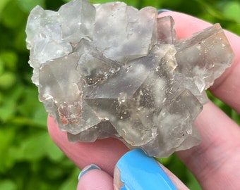 Pale Green Cubic Fluorite Cluster | Raw Fluorite Crystal from El Hammam Mine, Morocco | Natural Mineral Specimen