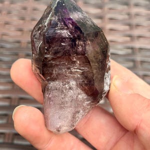 Shangaan Amethyst Crystal Scepter: Deep Smoky Purple with Hematite