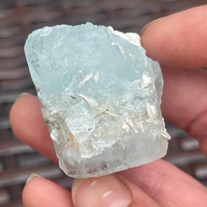 Sparkling Natural Aquamarine Crystal With Muscovite from Pakistan | Raw Aquamarine Gemstone | High Grade Aquamarine Specimen image 3