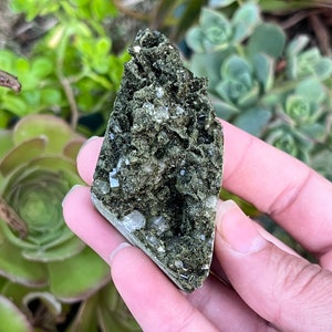 Sparkly Fairy Forest Quartz | New Find! Raw Green Epidote and Water Clear Quartz Crystal Cluster from Hakkari, Turkey