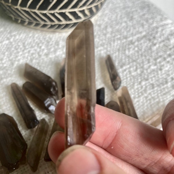 One Raw Smoky Quartz Point with Amazing Phantoms | High Quality AAA Grade Natural Smokey Quartz Points, Healing Crystal, Wire Wrapping