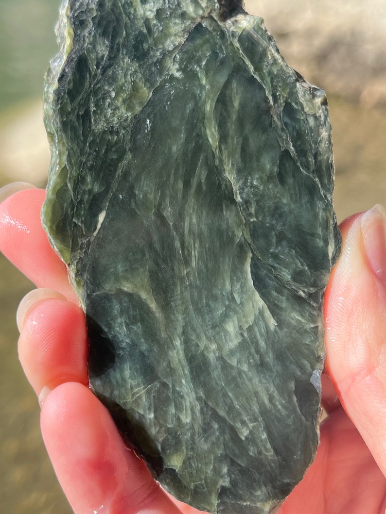 Nephrite Jade from B.C., Canada Rough, Natural Cut Slab, Lapidary Material Smooth Jade Slab for Jewelry Making, Pendants, Cabochons image 7