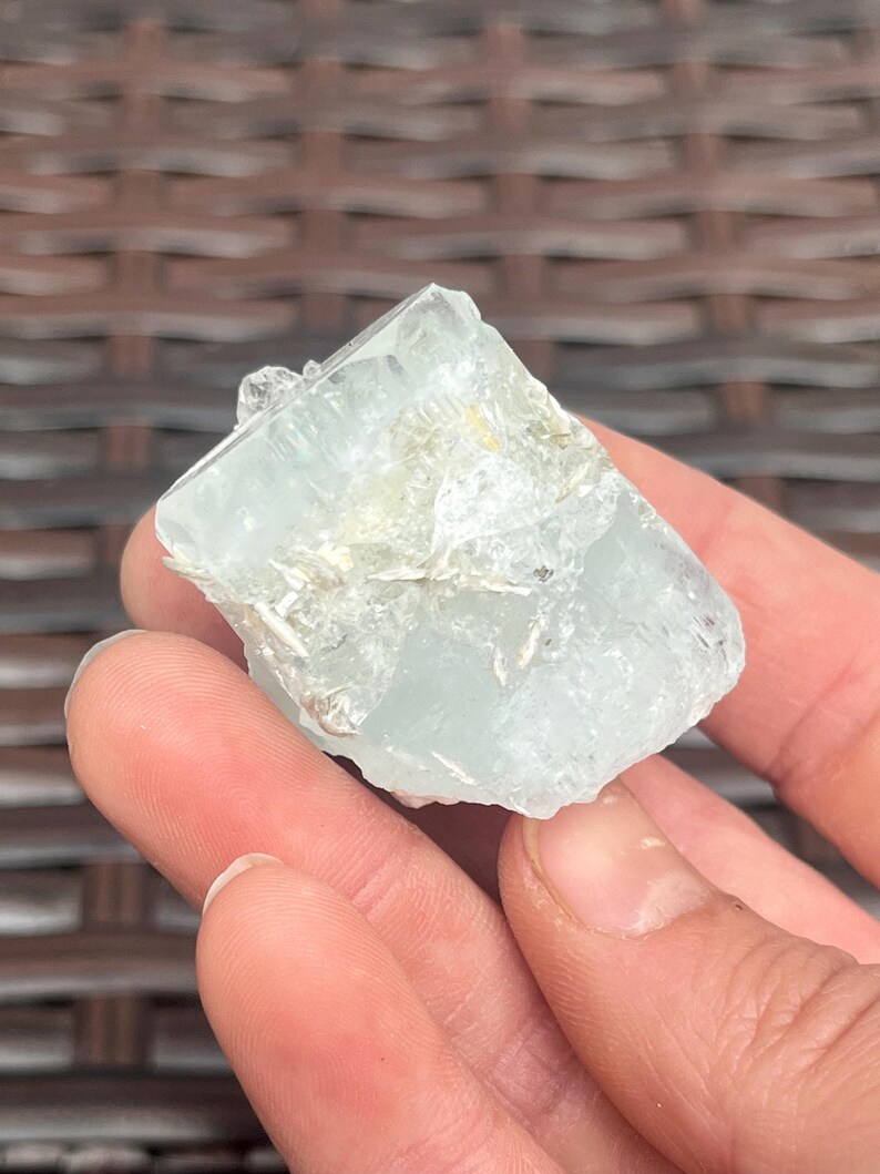 Sparkling Natural Aquamarine Crystal With Muscovite from Pakistan | Raw Aquamarine Gemstone | High Grade Aquamarine Specimen image 8