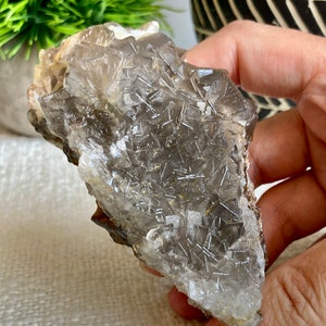Raw Purple & Gray Cubic Fluorite with Dogtooth Calcite from Pakistan | Natural Fluorite Crystal Cluster | Fluorite Mineral Specimen