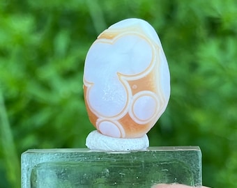 Orange and White Gobi Eye Agate | Gobi Desert Mongolia Agate | Rare Chalcedony and Agate Eyes | Metaphysical Healing Crystals
