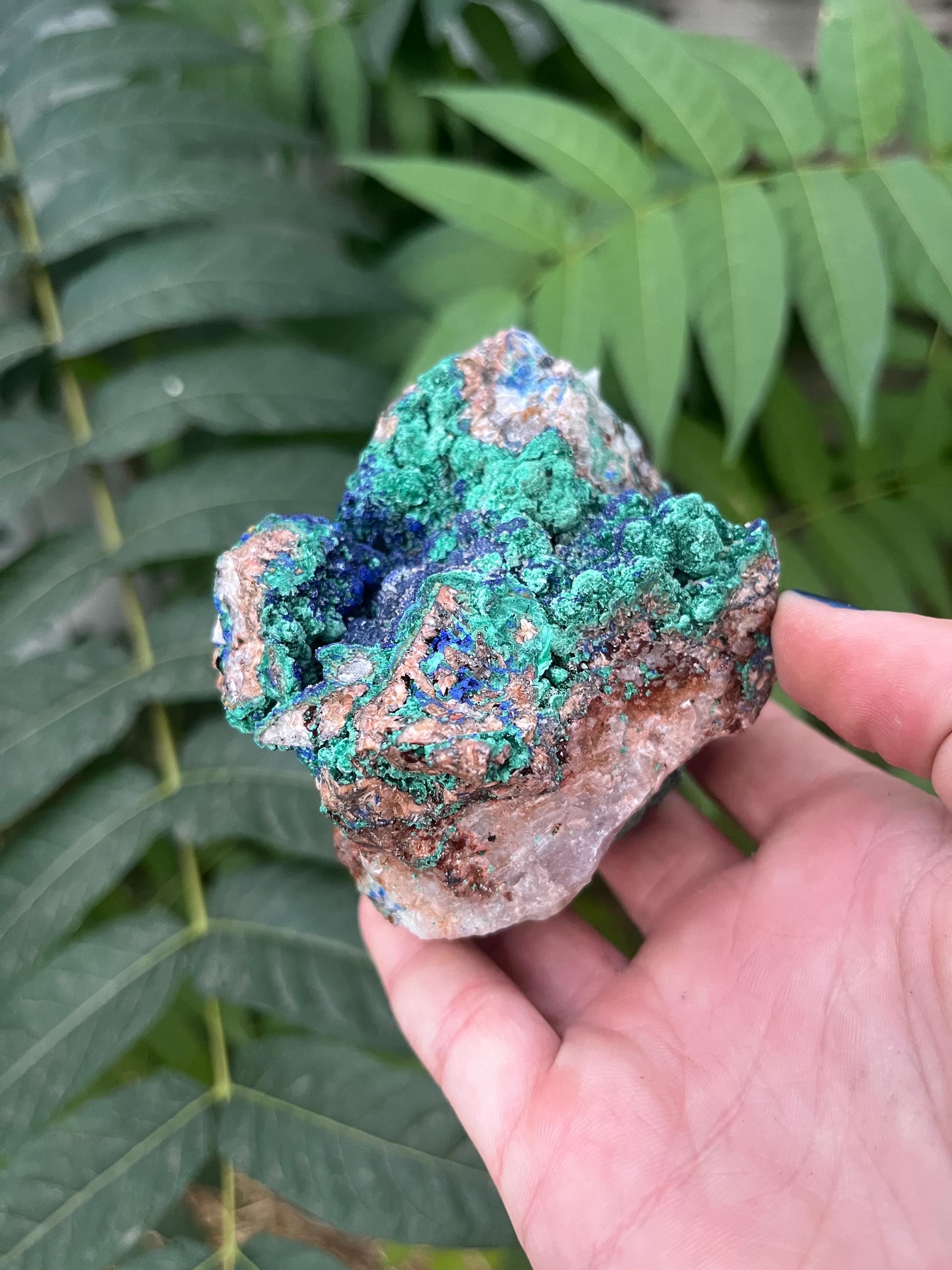 モロッコ、シディ・アイド産、原石アズライトマラカイト結晶（420g