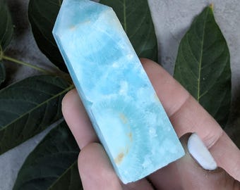Sparkly Blue Hemimorphite Crystal Tower | High Vibration Throat Chakra Generator