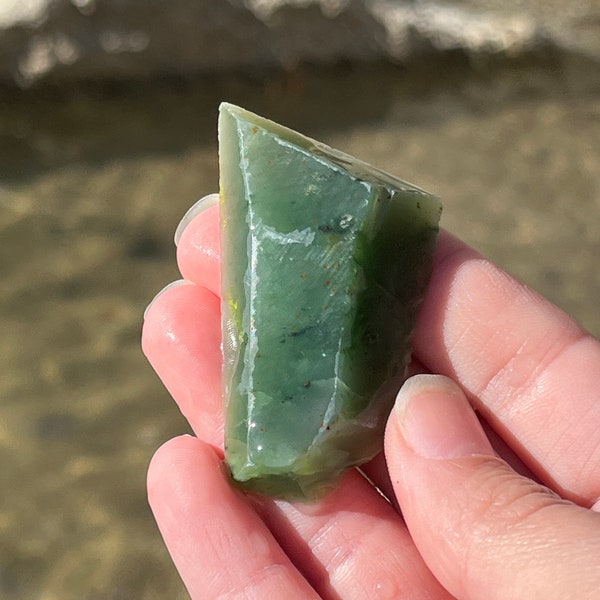 Nephrite Jade from B.C., Canada | Rough, Natural Cut Slab, Lapidary Material | Smooth Jade Slab for Jewelry Making, Pendants, Cabochons