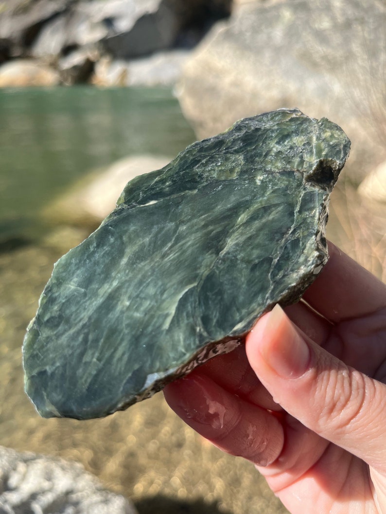 Nephrite Jade from B.C., Canada Rough, Natural Cut Slab, Lapidary Material Smooth Jade Slab for Jewelry Making, Pendants, Cabochons image 3