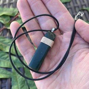 Handmade Dark Green Nephrite Jade Pendant – Polished BC Jade, Earthy Rustic Necklace