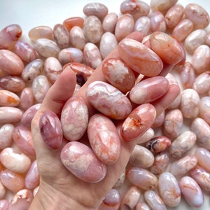 Carnelian Flower Agate Shiva Oval Tumble Stones