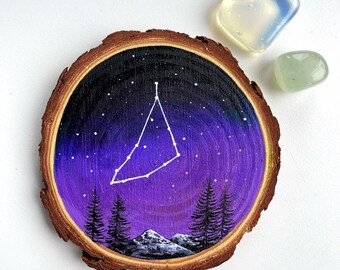 Personalised Zodiac Hand-Painted Star Sign Constellation Galaxy Wood Slice