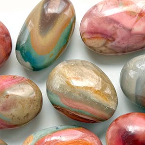 Rainbow Polychrome Jasper Palm Stone Crystals Healing Gift