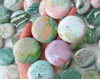 Unicorn Jasper Pastel Rainbow Palm Stone Crystals Gift Healing Flats