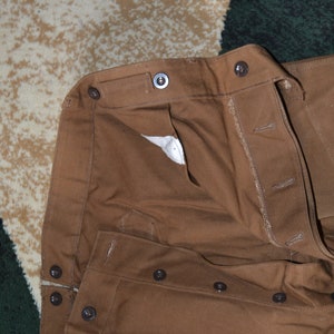 French 50s Cinch Back Brown Cotton Trousers-old Stock New - Etsy
