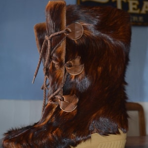 Francuskie futrzane buty retro vintage z lat 70. i 80. XX wieku, rozmiar 40/6 UK