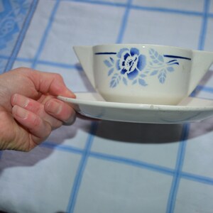 1930s French gravy boat with drip plate-St Amand brand