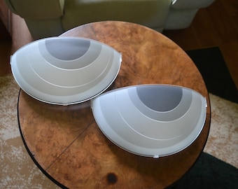 Pair of Retro 80s styled glass wall lights