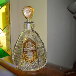 1930s Art Deco bohemian Karl Palda/Haida crystal glass decanter