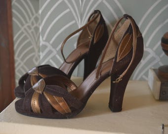 1940s styled  heeled shoes size 7UK