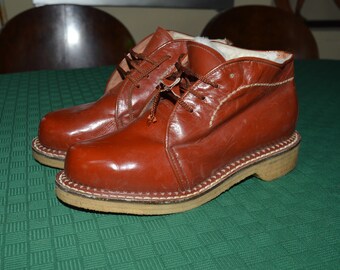 Originele Franse jaren 1940 boy's bruine enkellaarsjes maat 3UK fit-new deadstock!