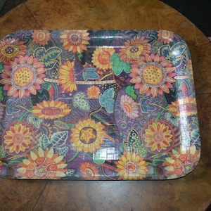 Retro funky 70s/80s  vintage floral pattern serving tray