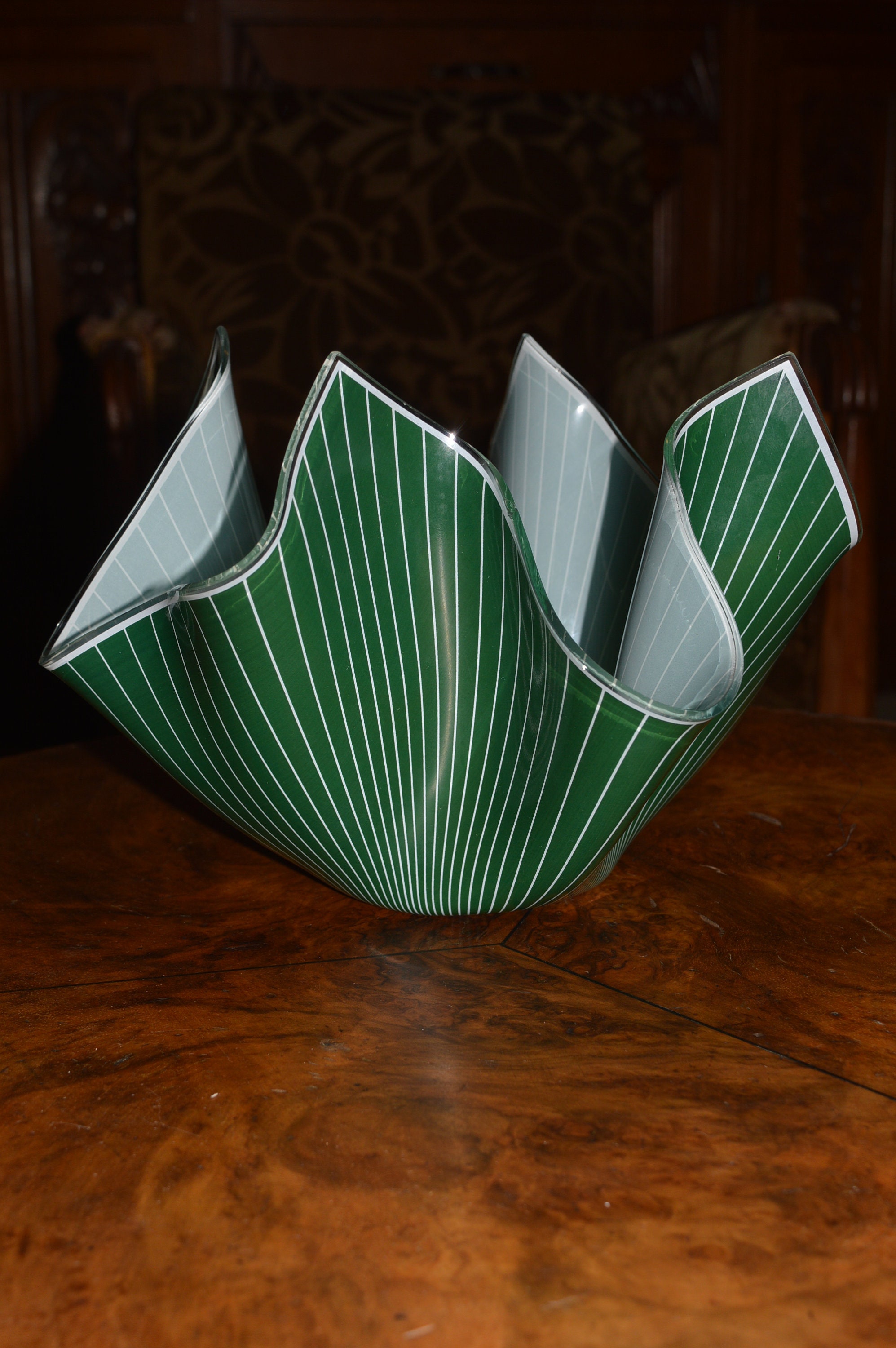 1960s large retro vintage "Chance" glass handkerchief  bowl