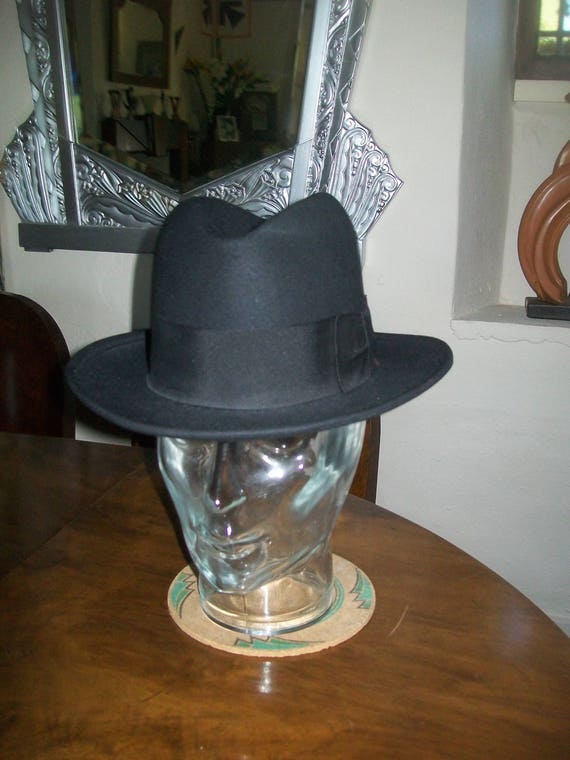 French black 1930s/40s Homburg hat-Mint condition!