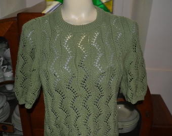 40s styled green short sleeve jumper