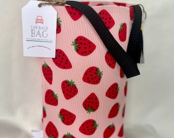 Car Trash Can, Auto Accessories, Car Trash Bag, Cottage Core, Strawberry Tote, Trash, Farmcore accessories, Bag, Strawberry Print!