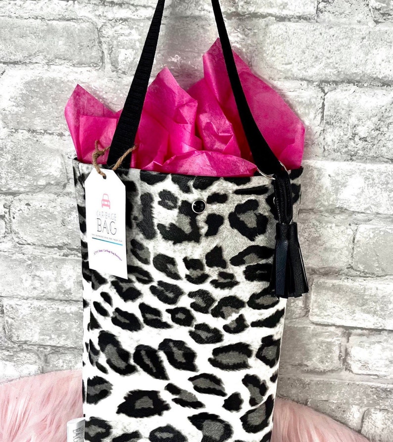 Leopard Car Trash Can Snow Leopard Car Accessories Car Etsy