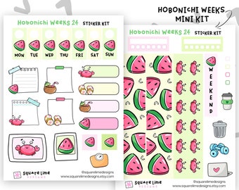 Zomer thema Hobonichi Weken Sticker Kit #24 (2 Sticker Sheets) - Planner en Hobonichi Stickers