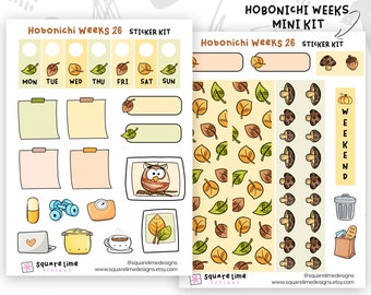 Autumn Themed Hobonichi Weeks Sticker Kit #26 (2 Sticker Sheets) - Planner and Hobonichi Stickers