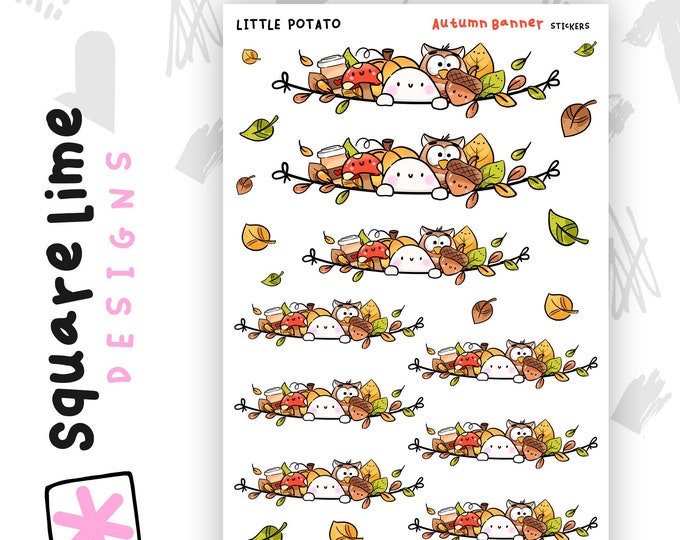 Autumn Banner Stickers Featuring Little Potato - Autumn Themed Sticker ...
