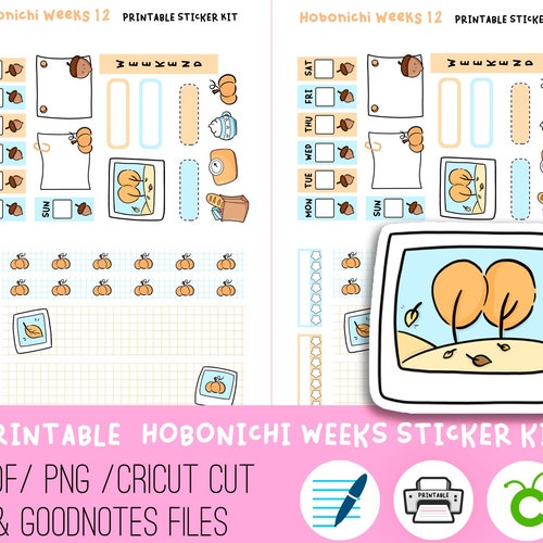 Autumn Themed Hobonichi Weeks Printable Sticker Kit 12 - Etsy