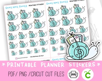 Snail Mail Snails Printable Stickers - Digital Stickers - PNG and Cricut Files