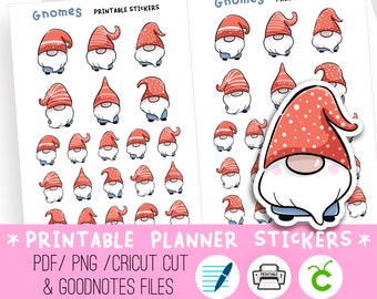 Gnomes Printable Stickers - Digital Stickers - PNG, Cricut and GoodNotes Files