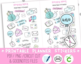 Happy Mail Printable Stickers - Digital Stickers - PNG, Cricut and GoodNotes Files