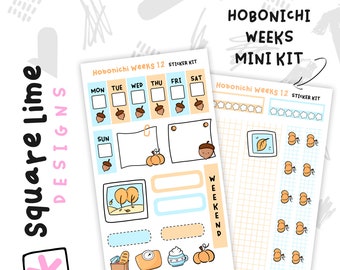 Autumn Themed Hobonichi Weeks Sticker Kit #12 (2 Sticker Sheets) - Planner and Hobonichi Stickers