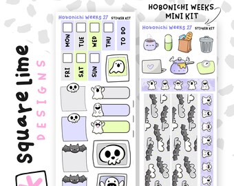 Halloween II Themed Hobonichi Weeks Sticker Kit #27 (2 Sticker Sheets) - Planner and Hobonichi Stickers