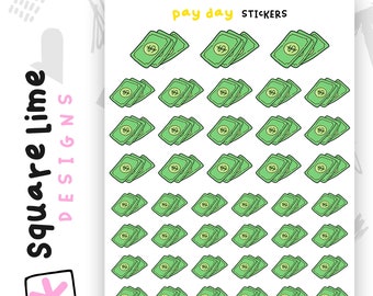 Pay Day Stickers - Money Stickers - Bullet Journal Stickers - Square Lime Designs - Cash - Dollars