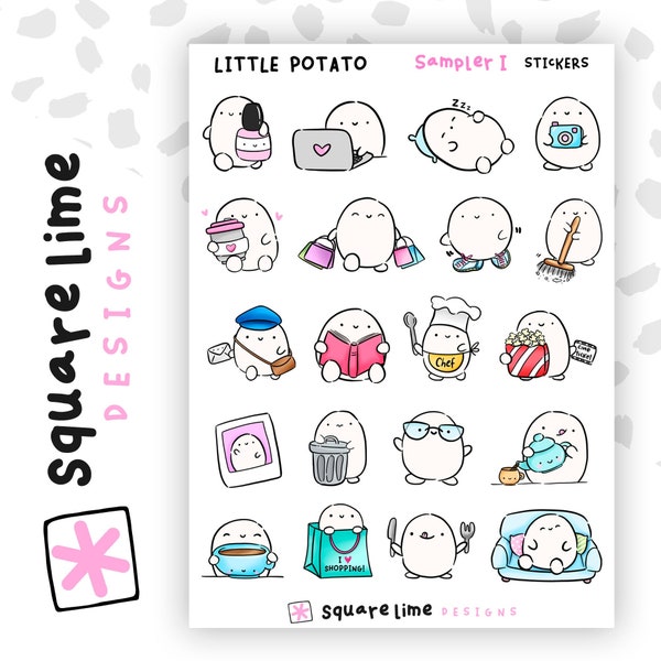 Little Potato Sampler 1 Stickers  -  Erin Condren - Bullet Journal - Hobonichi - Square Lime Designs - Filofax - Travel Journal - Planner