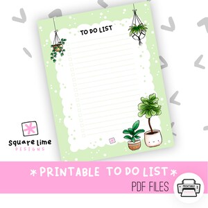 Lista de tarefas com tema de plantas para imprimir, lista de tarefas decorativa para imprimir, planejador de lista de tarefas para imprimir, tamanho carta, tamanho meio, lista de compras